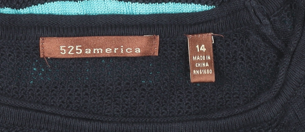 525 America Women's Blue Striped Pullover Jumper Size 14