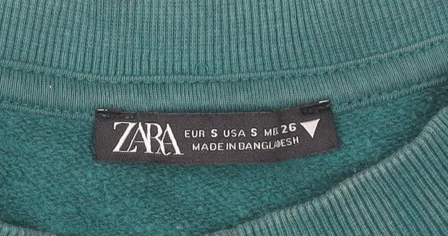 Zara Women's Green Pullover Sweatshirt Size 8