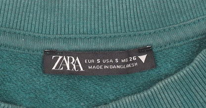 Zara Women's Green Pullover Sweatshirt Size 8