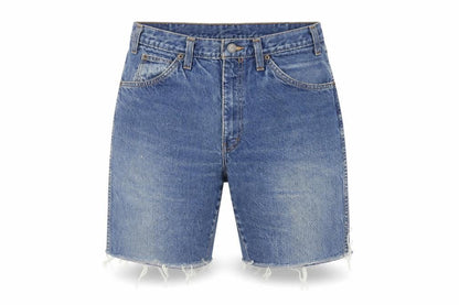 Front view of Dickies Blue Denim Cut-Off Shorts, unisex, relaxed 32in