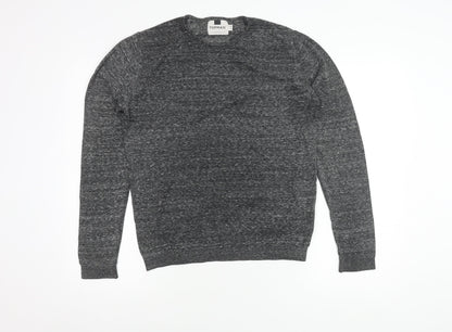 Topman Men's Grey Long Sleeve Crew Neck T-Shirt S