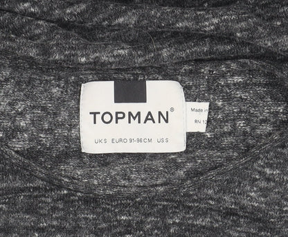Topman Men's Grey Long Sleeve Crew Neck T-Shirt S