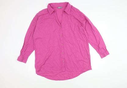 Nutmeg Women's Pink Linen Button-Up Shirt Size 12