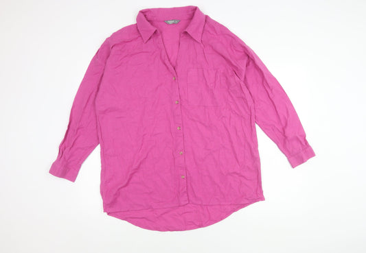 Nutmeg Women's Pink Linen Button-Up Shirt Size 12