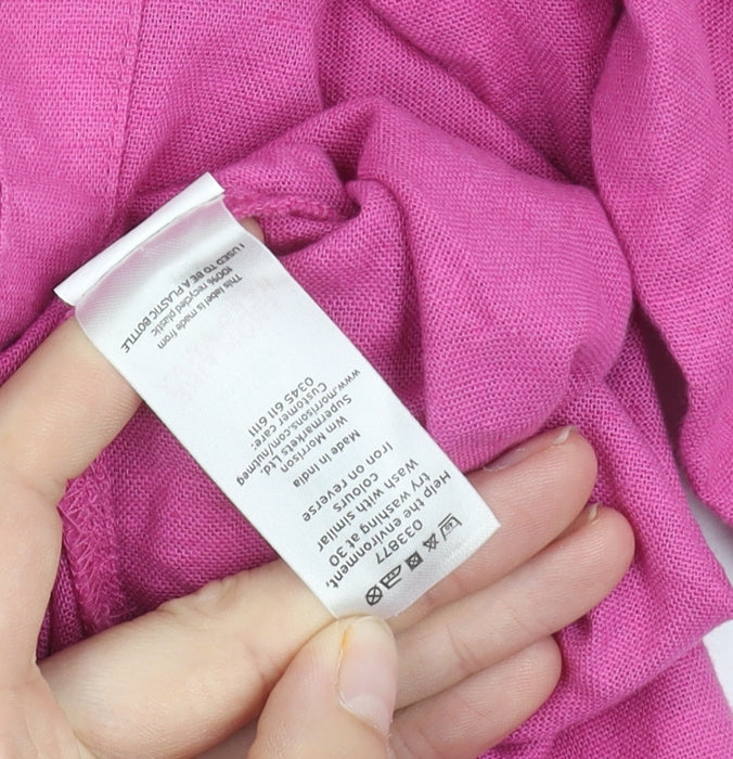 Nutmeg Women's Pink Linen Button-Up Shirt Size 12