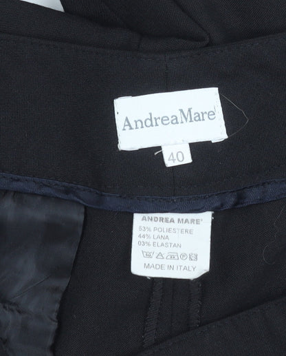 Andrea Mare Women's Black Trousers Size 12 Wool Blend