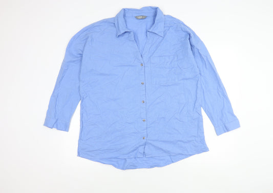 Nutmeg Women's Blue Collared Button-Up Shirt Size 12