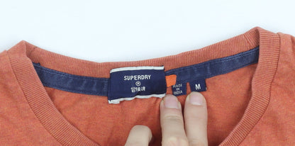 Superdry Men's Orange Logo T-Shirt, Size M, Cotton Crew Neck