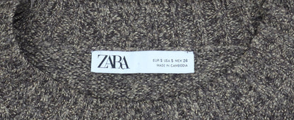 Zara Men's Brown Cable-Knit Pullover Jumper, Size S