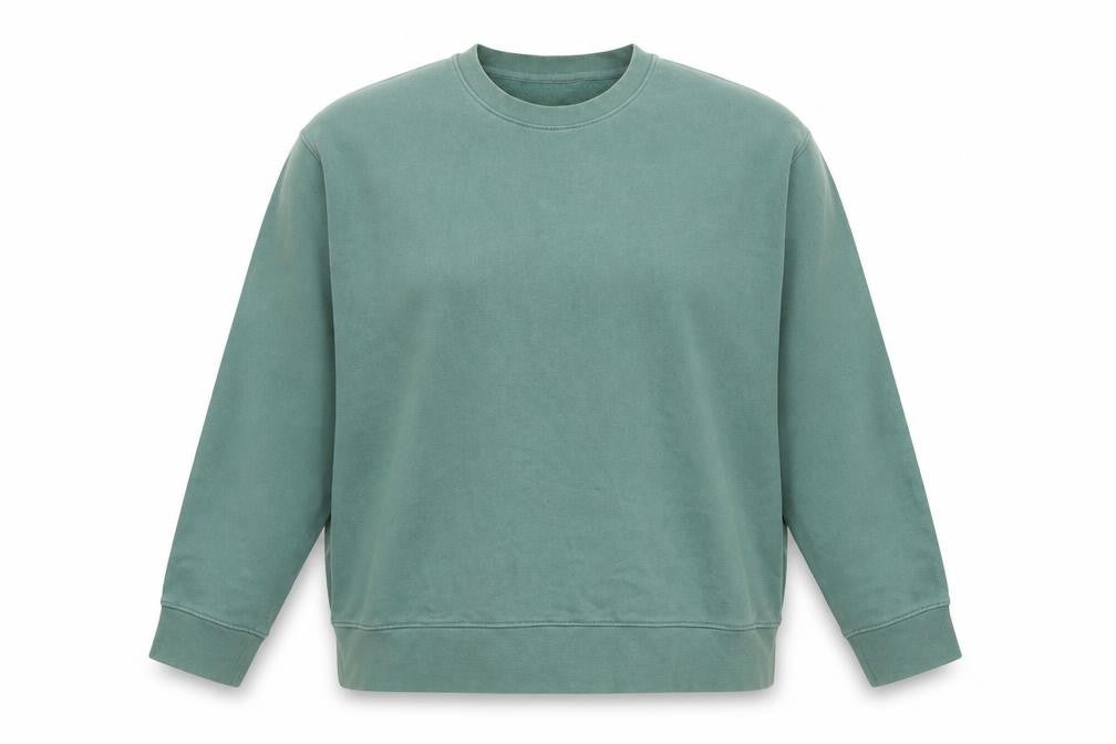 Front view of Green Cotton Pullover Sweatshirt - unisex adult large