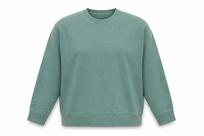 Front view of Green Cotton Pullover Sweatshirt - unisex adult large