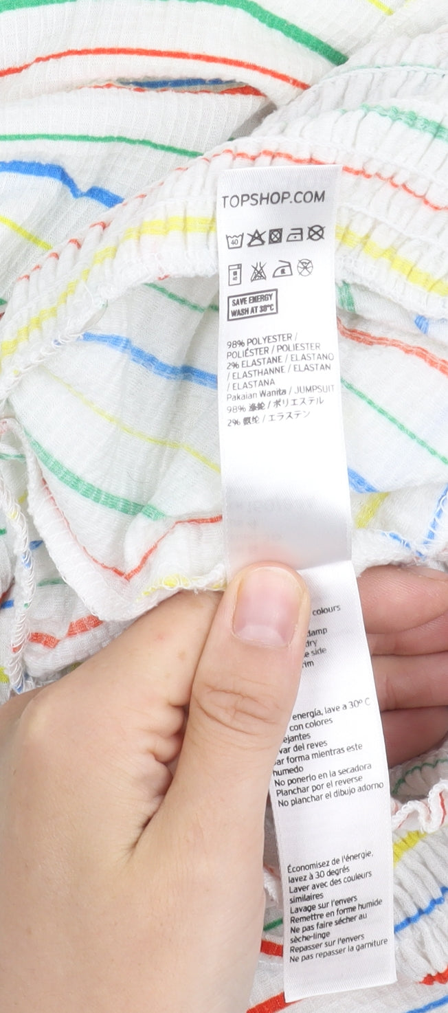 Topshop Women’s Multicoloured Striped Jumpsuit, Size 8, Casual Summer