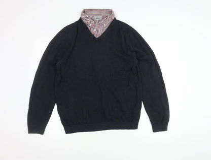 Marks and Spencer Men's Black V-Neck Jumper L