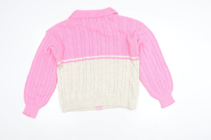 Boohoo Women's Pink Full Zip Collared Jumper