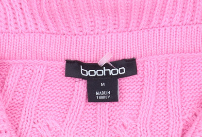 Boohoo Women's Pink Full Zip Collared Jumper