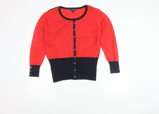 Womens UK Size 12 Marble Red Cardigan Jumper