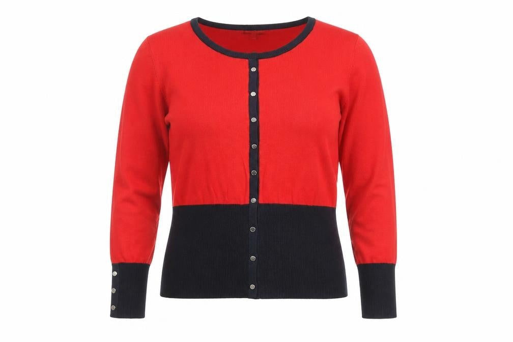 Womens UK Size 12 Marble Red Cardigan Jumper