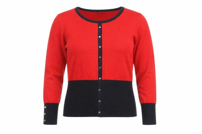 Womens UK Size 12 Marble Red Cardigan Jumper