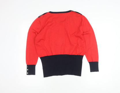 Womens UK Size 12 Marble Red Cardigan Jumper