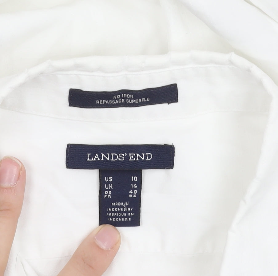 Lands' End Men's White Cotton Button-Up Shirt