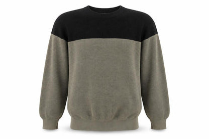 Front view of boohooMAN Men's Grey Waffle-Knit Jumper L