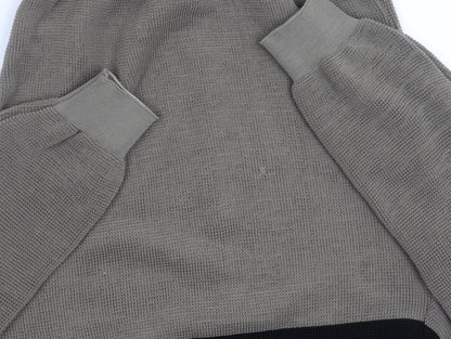 boohooMAN Men's Grey Waffle-Knit Jumper L