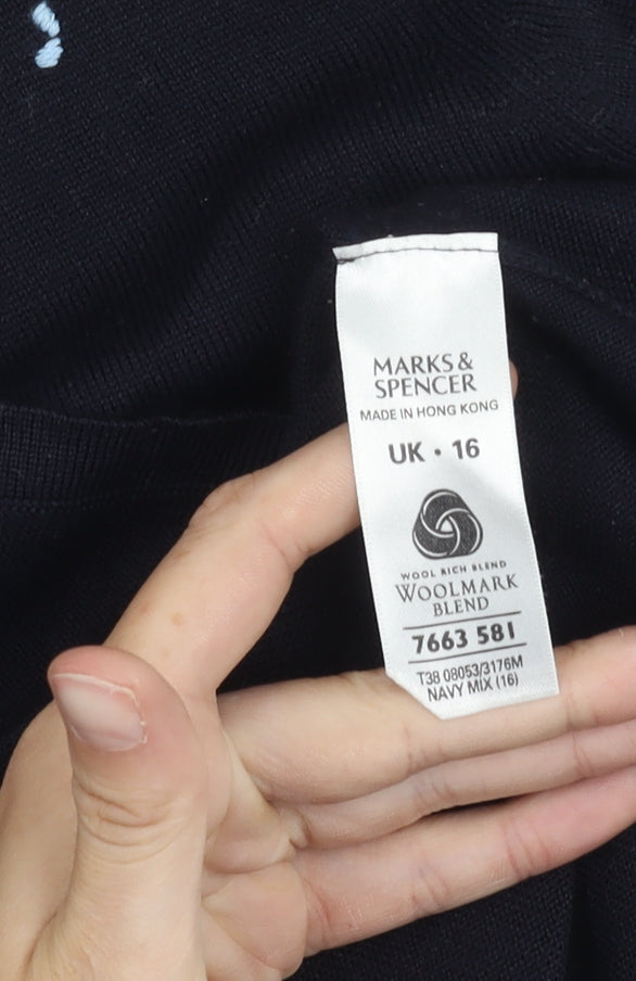 Womens UK Size 16 Marks and Spencer Black Jersey Blouse