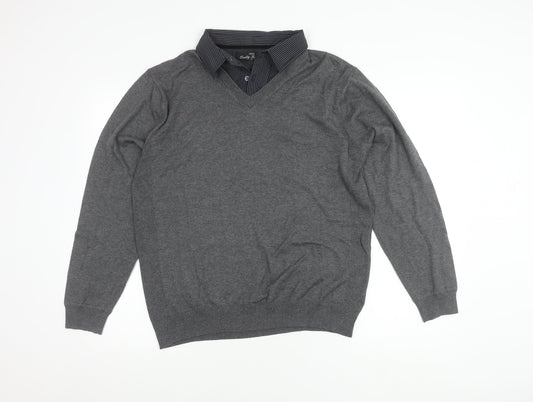 Next Men's Grey V-Neck Pullover Jumper L