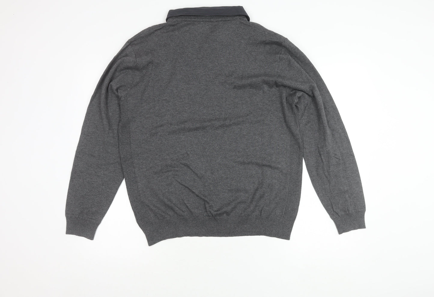 Next Men's Grey V-Neck Pullover Jumper L
