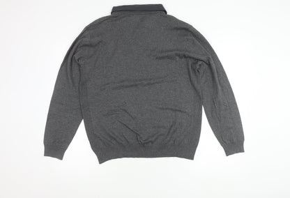 Next Men's Grey V-Neck Pullover Jumper L