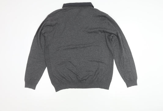 Next Men's Grey V-Neck Pullover Jumper L