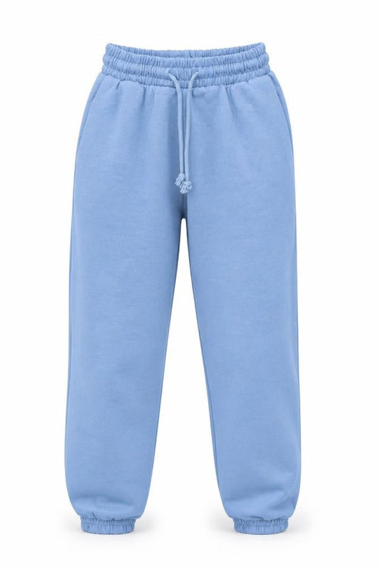 Front view of Zara Women’s Blue Jogger Trousers, size S, Elastic Waist