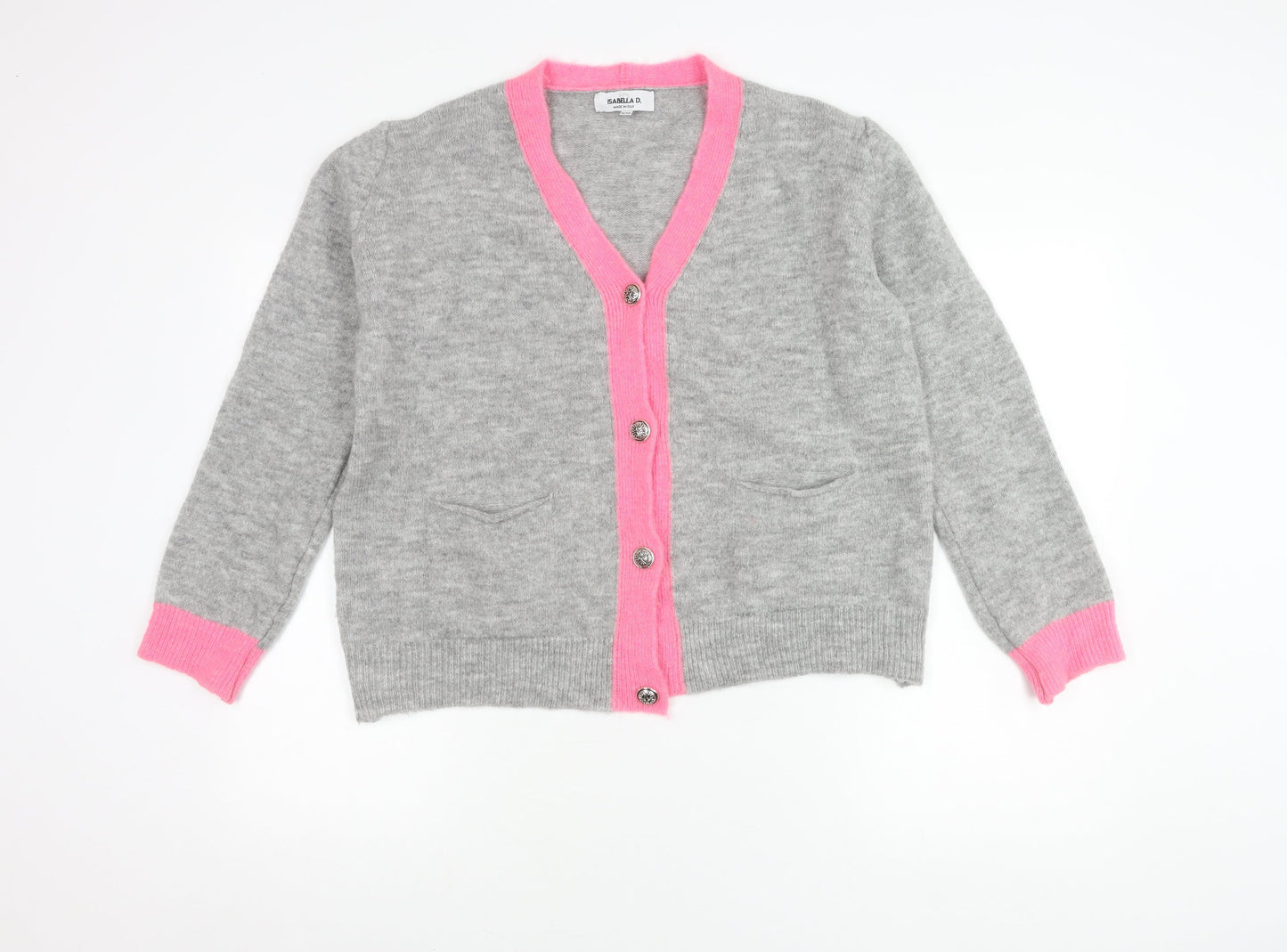 Womens UK Size S Isabella D. Grey Cardigan Jumper