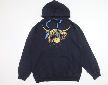 Spreadshirt Men’s Blue XL Pullover Hoodie with Animal Print