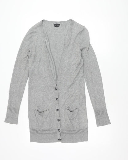 Topshop Women's Grey Cardigan, Size 8, Button Knit