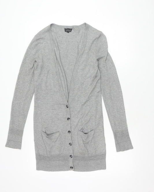 Topshop Women's Grey Cardigan, Size 8, Button Knit