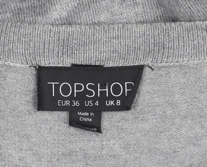 Topshop Women's Grey Cardigan, Size 8, Button Knit