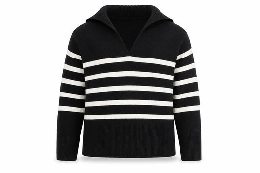 Front view of Zara Women's Black Striped jumper XS