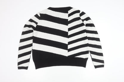 paz torras Men's Black Striped Pullover Jumper M