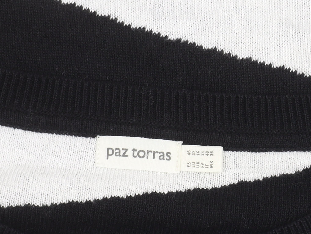 paz torras Men's Black Striped Pullover Jumper M
