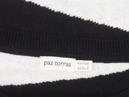 paz torras Men's Black Striped Pullover Jumper M
