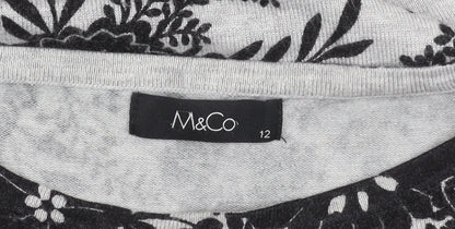 M&Co Women's Grey Floral Pullover Jumper Size 12