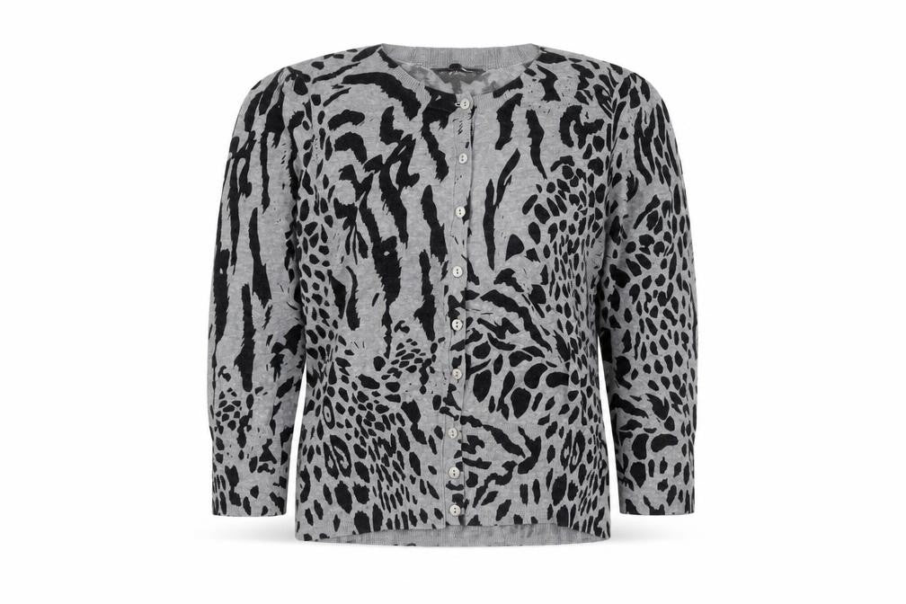 Front view of Dorothy Perkins women’s grey animal cardigan 12