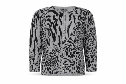 Front view of Dorothy Perkins women’s grey animal cardigan 12