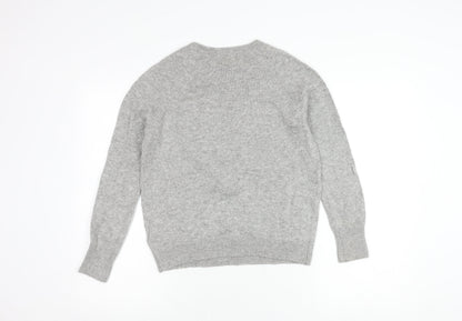 H&M Women's Grey XS Pullover Jumper Sequin Heart