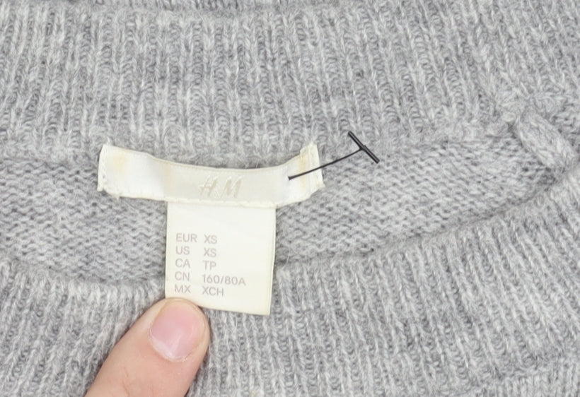 H&M Women's Grey XS Pullover Jumper Sequin Heart