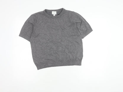 Womens UK Size 12 H&M Grey Jersey T-Shirt