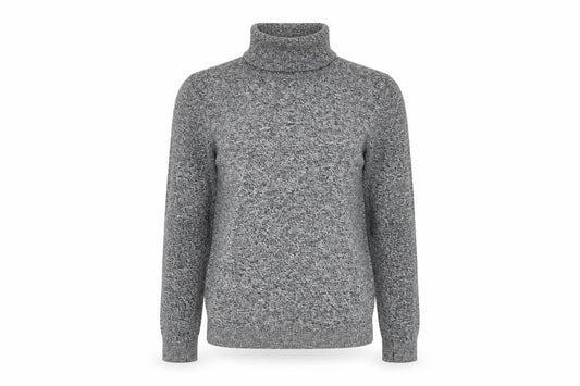 Front view of Topman unisex grey roll neck jumper xs