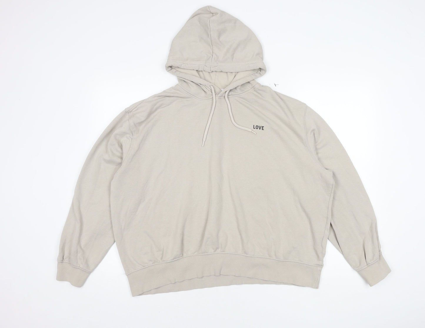 H&M Women's Beige XL Hoodie, Pullover, Casual, Logo Accent