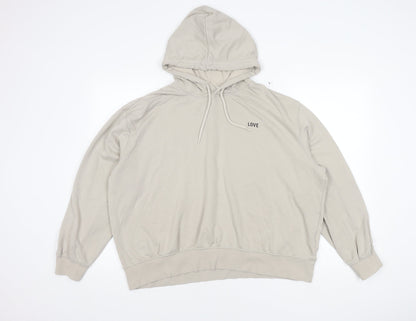 H&M Women's Beige XL Hoodie, Pullover, Casual, Logo Accent